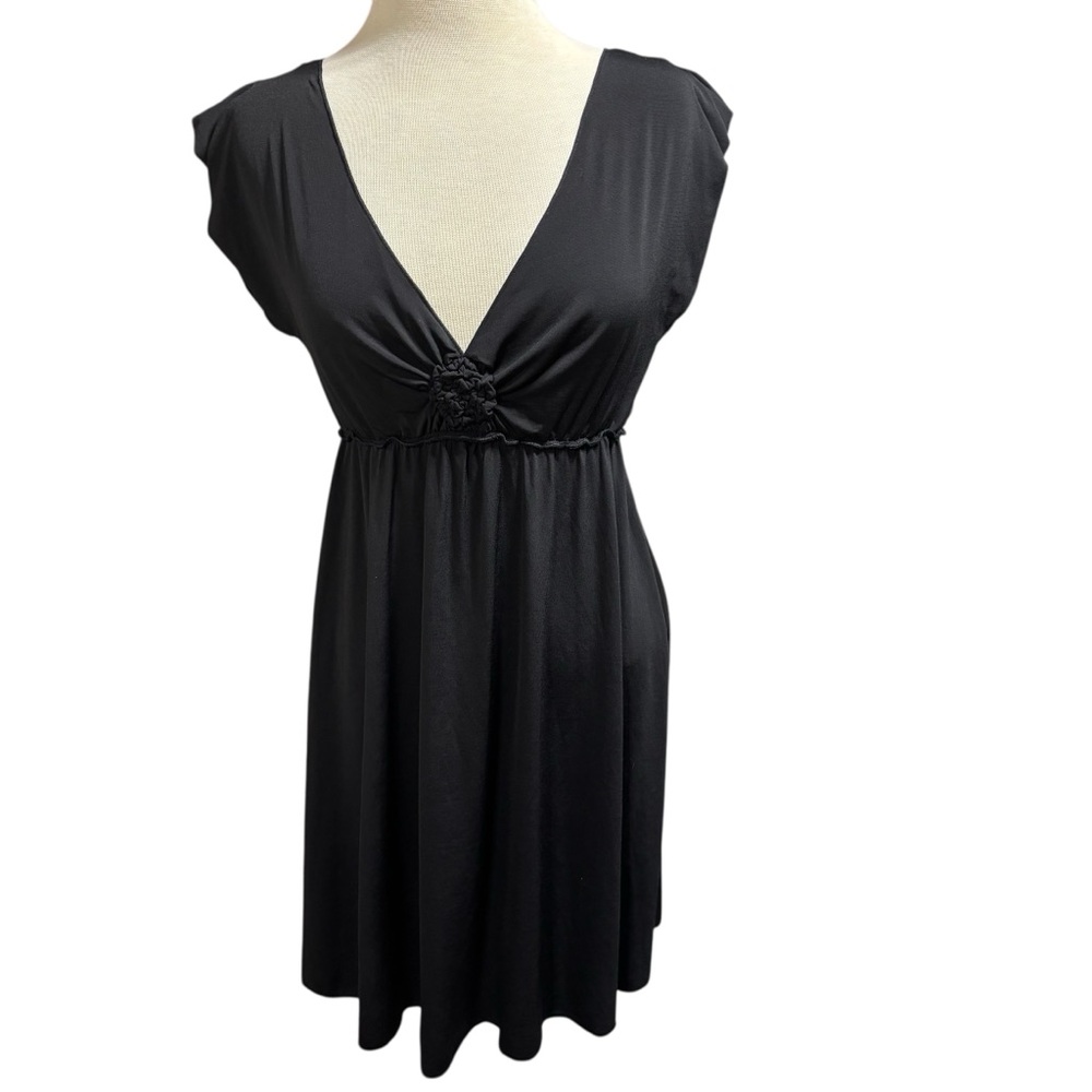 Studio M Black Empire Waist V-Neck Flutter Sleeve Cocktail Dress Size M #41